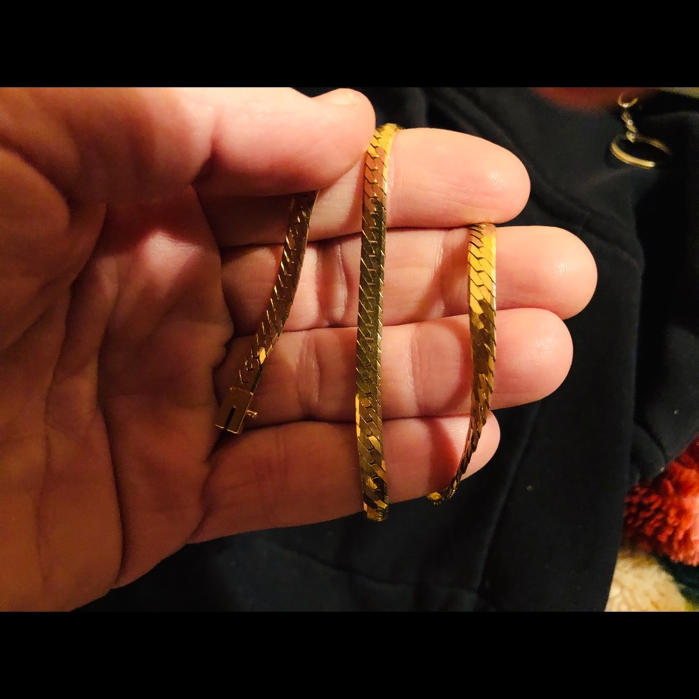 14K Solid Gold 18” Herringbone Chain